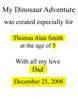 Personalized Children's Book, My Dinosaur Adventure, Kid's Book